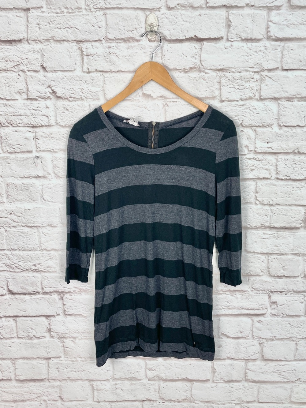 Lacoste Gray & Black Stripe Long Sleeve Y2K Tunic Size 40
